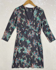 Boden Dress Womens 10R A-Line Floral V Neck Knit Empire 3/4 Sleeve Career Office