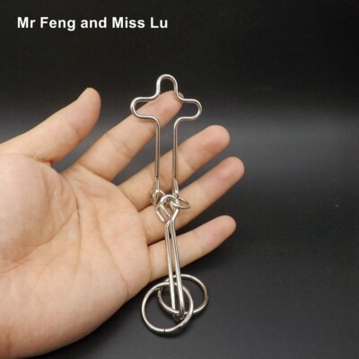 Funny Novelty Plane Ring Puzzle Metal Toys IQ Brain Teaser Kids Mind Games 