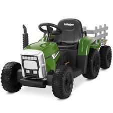 Kidzone 12V 7AH Kids Ride On Electric Tractor W/Trailer LED, Bluetooth