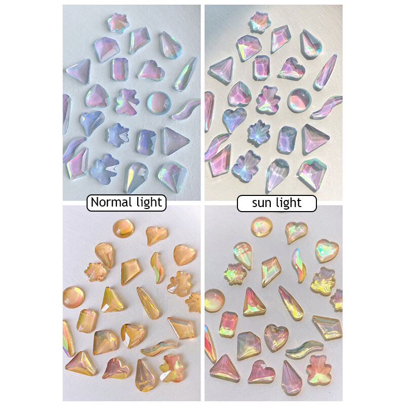 Nail Art Flatback Rhinestones - AB Crystal Glass Gems, Glitter Diamonds For DIY Nails