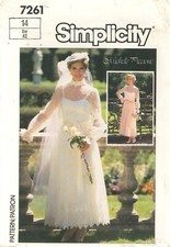 Simplicity 7261 MICHELE PICCIONE Tea Length Wedding Gown, Bridesmaid Dress Sz 14