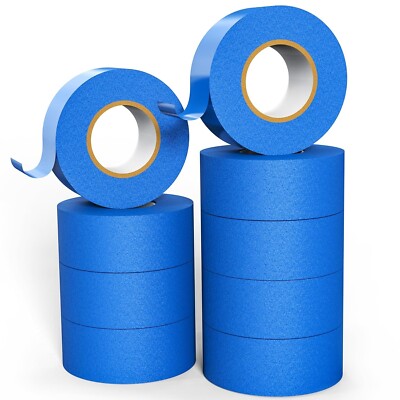 6 Rolls Blue Painters Masking Tape, 2 Inch x 60 Yards 5.5 Mil, Walls Painting