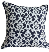 Decorative EURO 26" x 26" Pillow Cover NO Insert Navy White Damask Zipper HiEnd