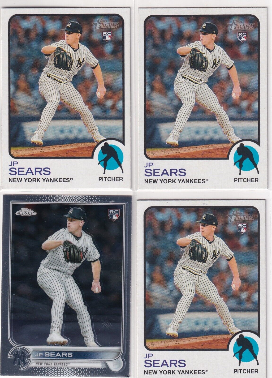 Lot (4) 2022 Topps Chrome Heritage RC JP SEARS Oakland Athletics ROOKIE - 553