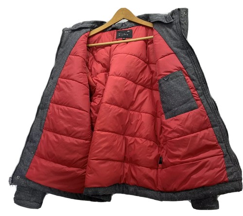 Quiksilver Gray Tweed Insulated Hooded Puffer Coat Jacket XL Winter Heavy Coat - Picture 3 of 12