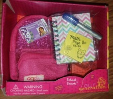 Our Generation School Smarts Set 18" Doll Pink Backpack Math Book Pen New