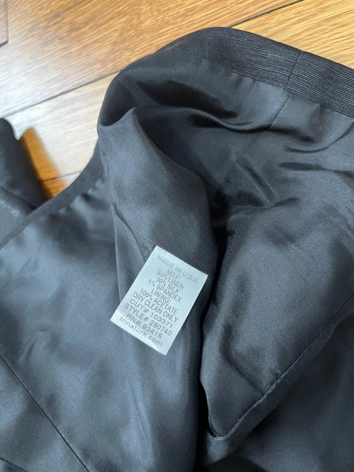 Chaqueta Blazer Trina Turk Negra Manga Abullonada Arco Abrigo Para Mujer Talla 6 Cierre Frontal Foto 3 de 4