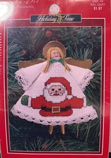 Holiday Time Needlepoint Angel Ornament Santa Kit New In Package 351406