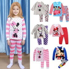 Girls Kids  Minnie Cartoon Top Pants Nightwear Pyjamas Pjs Outfits Set Age 1-14Y