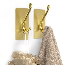 Towel Hooks Solid Alloy Adhesive Wall Hooks for Hanging Towel Hooks for Bathr...