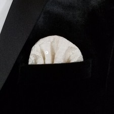 NEW - Men's Sequin Pre-Folded Pocket Square Insert - Pearl White Ivory