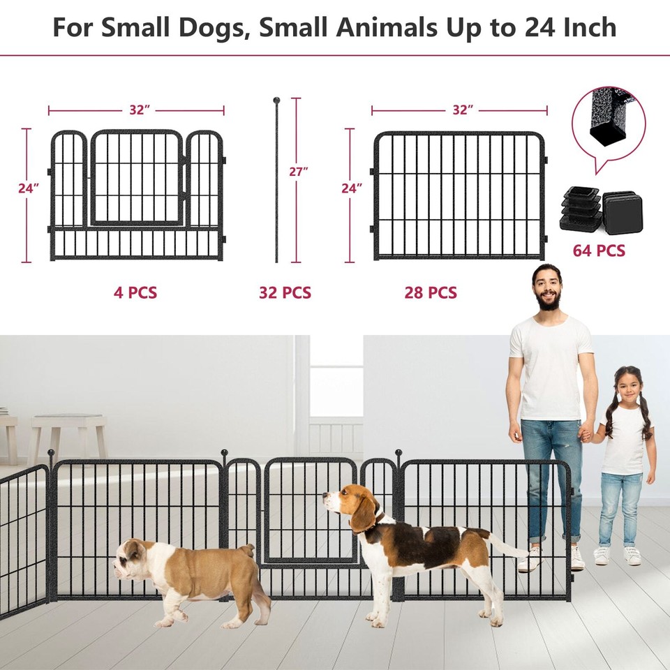 SQIREP 24"H Dog Playpen Outdoor Heavy Duty Metal Puppy Pet Fence