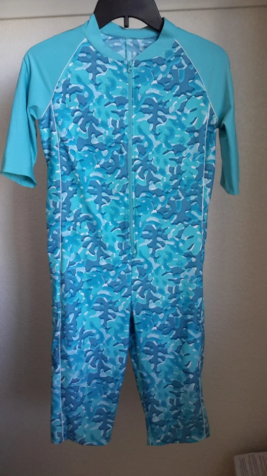 Coolibar Barracuda Traje de Surf Cuello a Rodilla Grande Juvenil Azul Aqua Traje de Baño Usado en Excelente Condición Foto 2 de 4