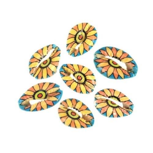 10 Sunflower Cowrie Cowry Money Shell Slice Drops Charms Arts Crafts Supplies - 第 1/3 張圖片