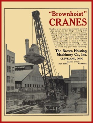 1910 Brown Hoisting Machinery NEW Steel Sign 30 x 40'' XXL Size: Locomotive Crane