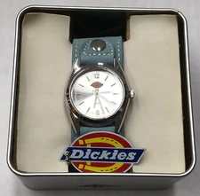 Dickies Quartz Watch Light Blue Leather Band Japan Movement VINTAGE NOS