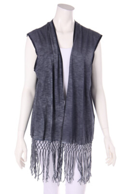 ELIE TAHARI Jersey Gilet Fringes XL blue NEW