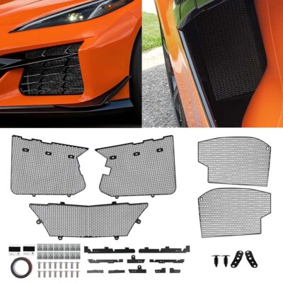 3xFront Radiator Guard Grille w/2x Side Intake Grill Insert for C8 Z06/E-Ray 23+