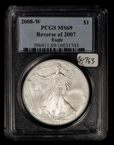 2008-W 1 oz Silver American Eagle - Reverse of 07 - PCGS MS 69 - SKU-B4763