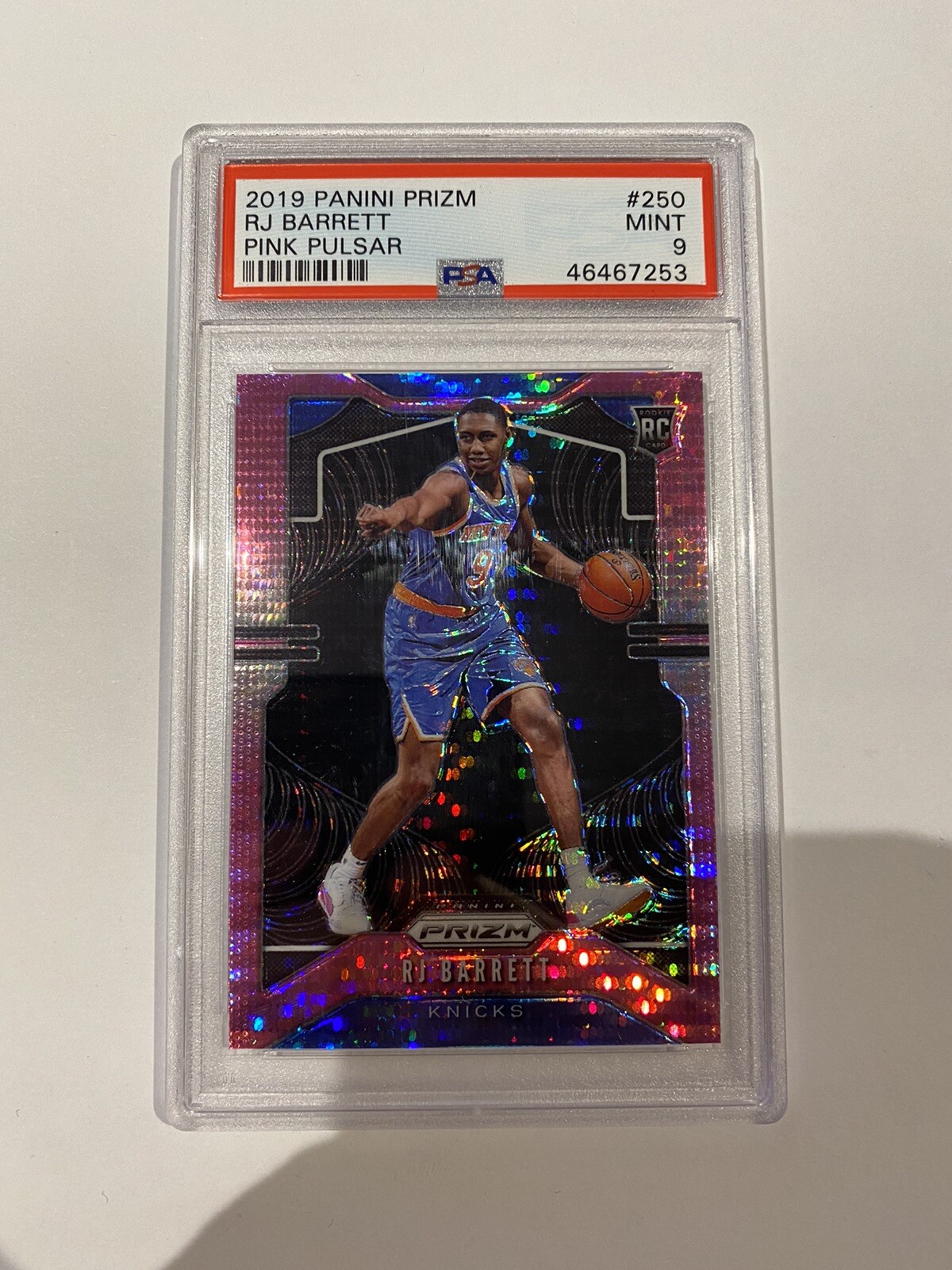 2019-20 Panini Pink Pulsar Prizm #250 RJ Barrett Knicks Rookie 42/42 1/1 PSA 9