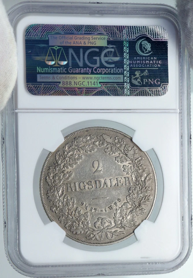 1854 FKVS DENMARK King Frederick VII ANTIQUE Silver 2 Rigsdaler Coin NGC i88753 - Image 3 of 4