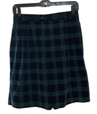 Vintage Counterparts Green Tartan Plaid High Waisted Pleated CorduroyShorts Sz 8