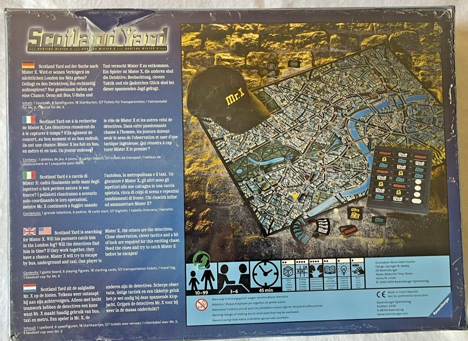 Scotland Yard Hunting Mister X Strategy Board Game Ravensburger 2004