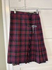 VTG Mosbrook Red Green Tartan Plaid Wool Skirt Kilt Pleated