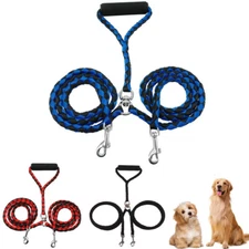 Dual Head Dog Leash Heavy Duty Walking Lead with Padded Handle Two Dogs Splitter