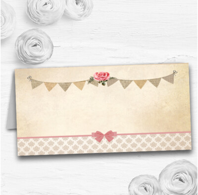 Vintage Landhausstil Wimpelkette Rosa Rose Hochzeit Tisch Sitzgruppe Name Tischkarten