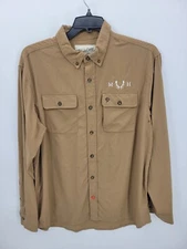 Duck Camp Shirt Mens XL Brown Button Up Long Sleeve Hunting Club Logo Outdoor