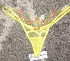 VS/love for lemons embroidered v string new Small lemon flocked fruity