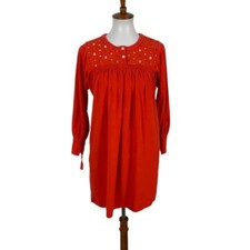 Madewell Dress XS Red Eyelet Long Sleeve Cottagecore Feminine