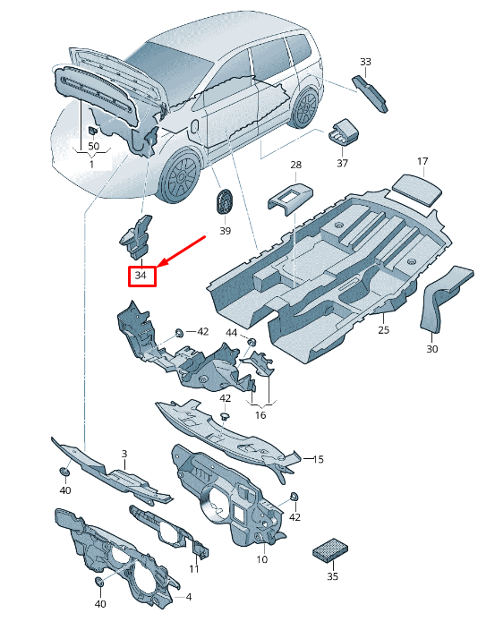 ABSORBEUR DE BRUIT DE BOÎTE À EAU GAUCHE POUR VW SHARAN 7N 7N0864759 ORIGINAL