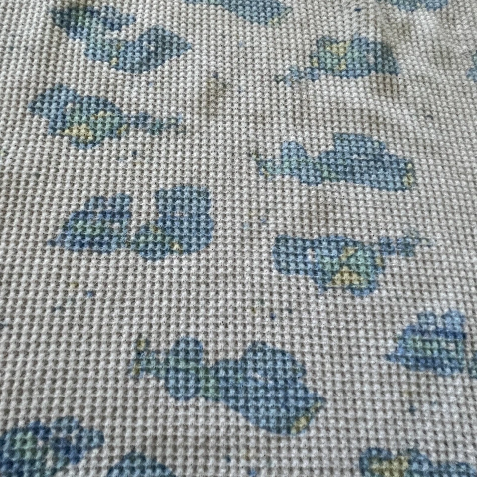 Винтажное детское одеяло вафельное плетение белое тепловое синее плюшевый медведь воздушные змеи поезда самолеты - Изображение 2 из 3