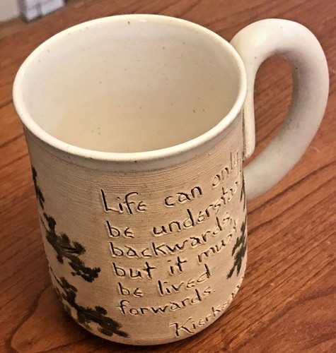 Etta Satter Stoneware Mug Literary Quote Kierkegaard 12 oz - Studio Art Pottery - Picture 11 of 11