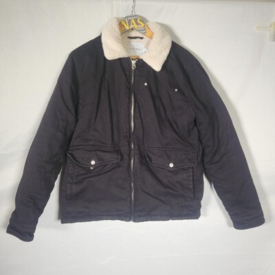 black topman sherpa coat size large pit to pit 23