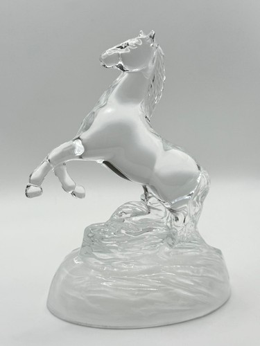 Clear Glass Effect Rearing Horse Figurine Ornament Stallion Sculpture 16cm