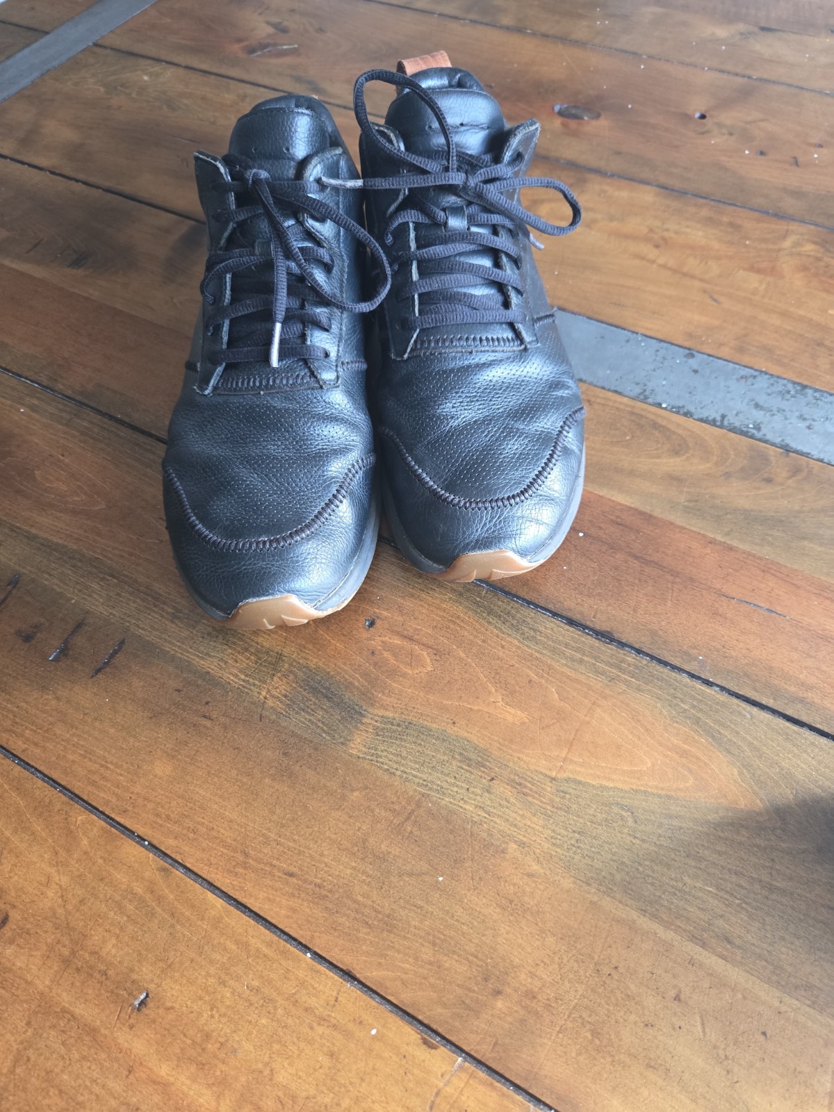 York Athletics The Henry Mid Trainer Leather Black Gym Shoes Mens 9.5 Womens 11 image 4