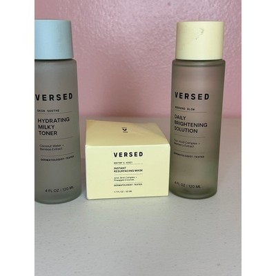 Versed Skincare Set Hydrating Milky Toner Brightening Solution Resurfacing Mask