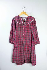 Lanz of Salzburg 100 Cotton Flannel Knee-Length Nightgown Medium Red Plaid