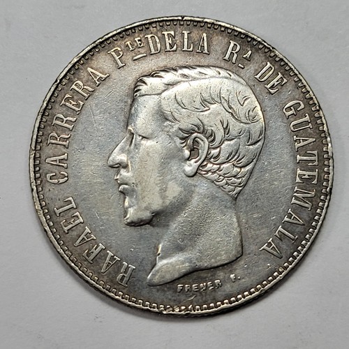 1860 Guatemala Silver 4 Reales Circulated Tough Date Old Cleaning *T809