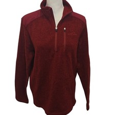 Eddie Bauer Women's Red Fleece Lined Quarter Zip Pullover Medium Normcore Gorp