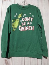 The Grinch Sweatshirt Mens Large Green Dont Be A Grinch Graphic Christmas 2022