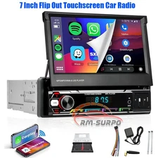 7" Car Stereo Radio Single 1 Din Flip Out Touch Screen MP5 Player USB Bluetooth