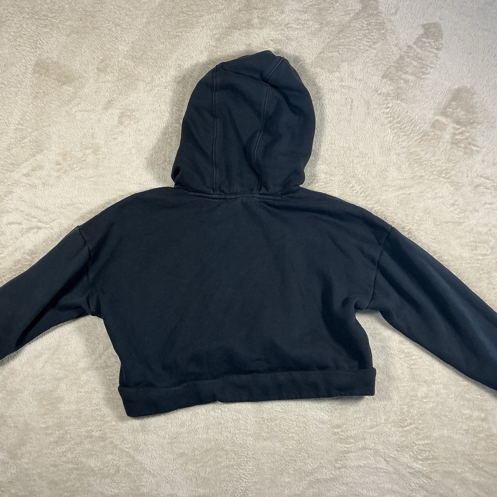 Kids Girls Manchester United Cropped Top Hoodie Black 9 - 10 Years Adidas image 2