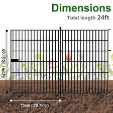 10x Garden Fence with Gate No Dig Metal Decorative Fencing Panels Animal Barrier