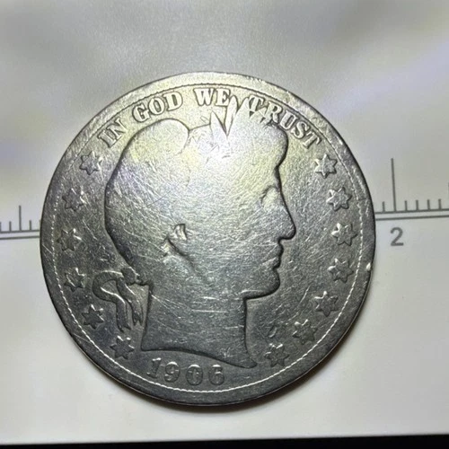 1906 Barber Half Dollar Circulated Silver US Coin 50C .900 Silver