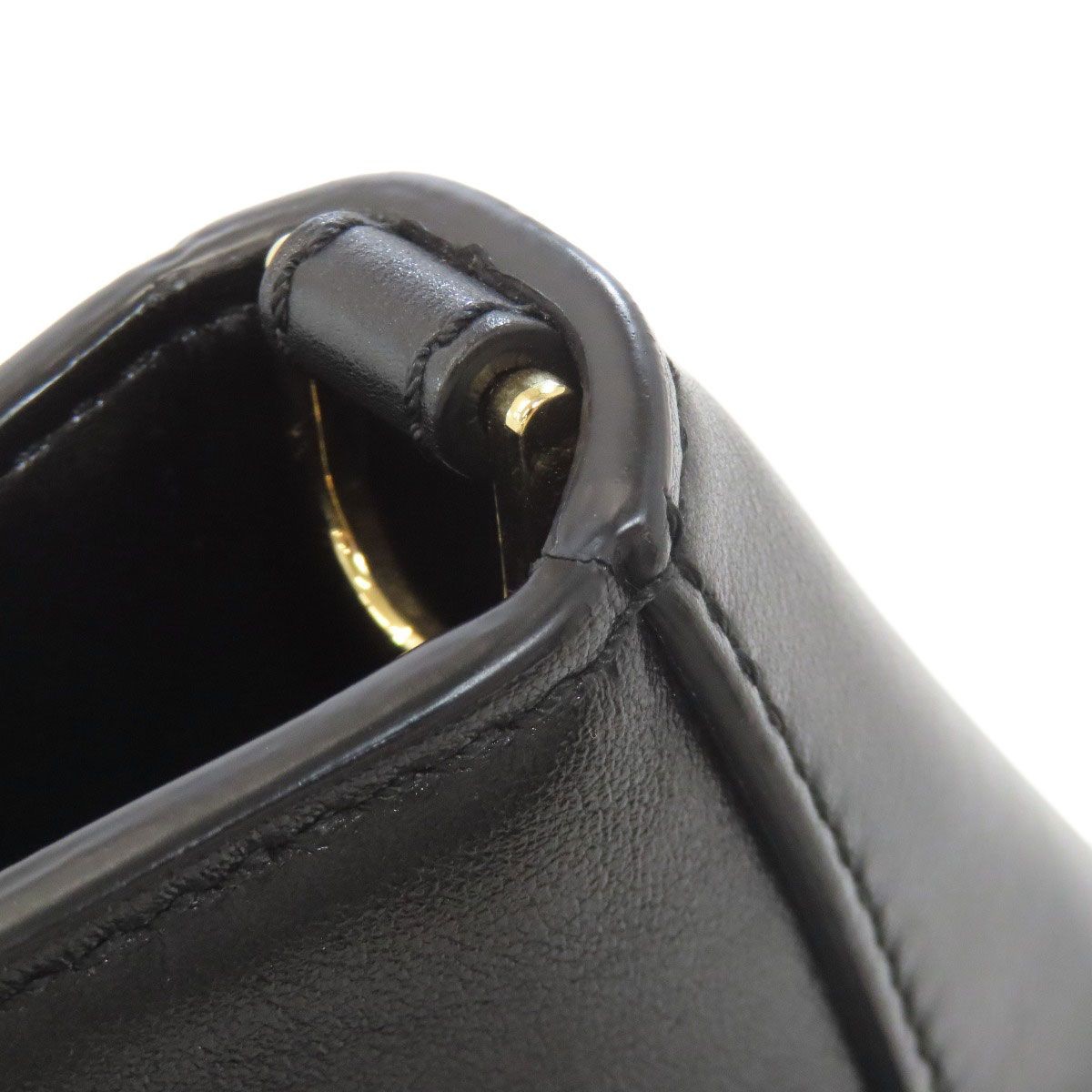 FENDI Logo Handbag Leather Black Women From Japan thumbnail 12