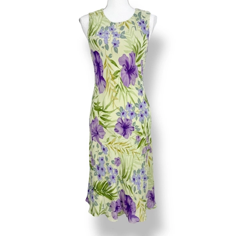 Vestido sin mangas vintage Chelsea y violeta para mujer con cuentas florales 100 % seda pequeño  Foto 2 de 4